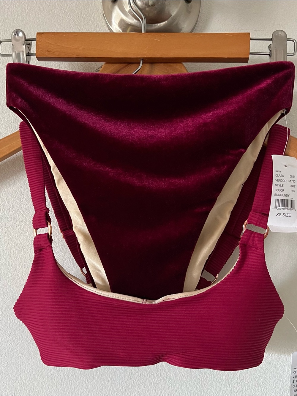 Pacsun Women's Burgundy Ribbed & Velvet Bikini Set LA Hearts Sz XS
